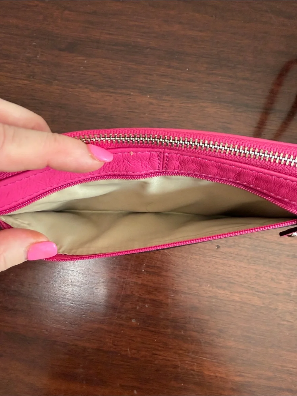 Coach Fuchsia Leather Wristlet Wallet